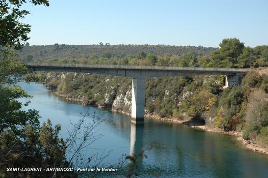 Pont sur le Verdon de la route D 411, entre Artignosc-sur-Verdon (83) et Saint-Laurent-du-Verdon (04)