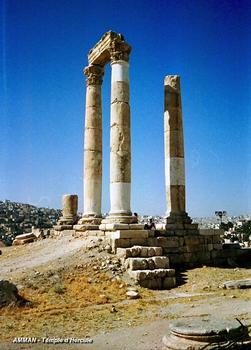 AMMAN – Le Djebel Al-Qala'a (colline du château), sur cette ancienne acropole romaine on trouve des vestiges romains, byzantins et islamiques. Le Temple d'Hercule est attribué à l'empereur Marc Aurèle (161-180)