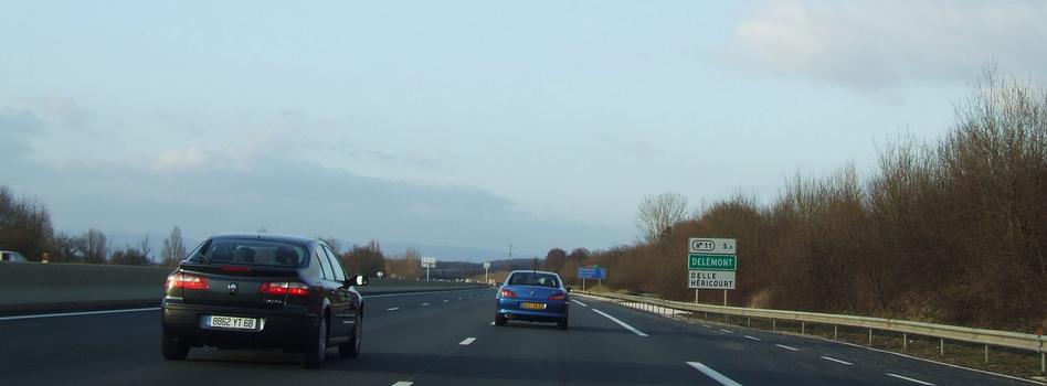 Autoroute A36, dans le département du Territoire de Belfort (90) entre Montbéliard et Belfort