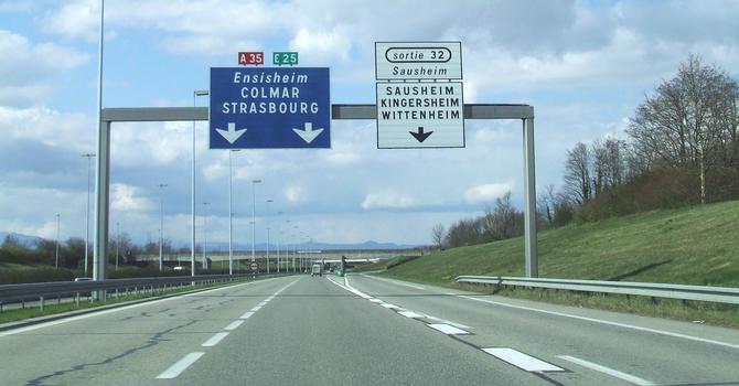 Autoroute A 35 à Sausheim (68)- Direction Colmar