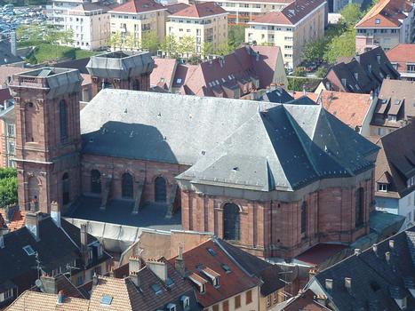 La Cathédrale Saint Christophe de Belfort. (Elevée entre 1727 et 1752 en grès des Vosges)