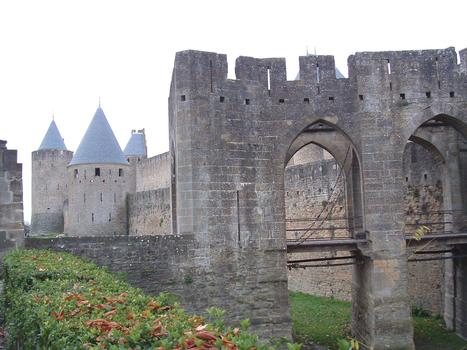 Draw bridge of the city walls of Carcassonne