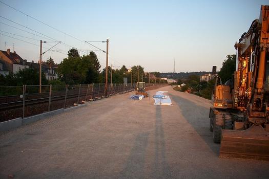 Construction de la ligne Mulhouse-Thann du Tram-train: Situation des travaux au 04 juin 2009 à proximité du quartier de Dornach