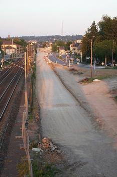 Construction de la ligne Mulhouse-Thann du Tram-train: Situation des travaux au 04 juin 2009 à proximité du quartier de Dornach