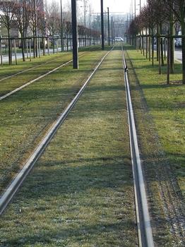Mulhouse, ligne du tram Nord-Sud, bld de la Marseillaise