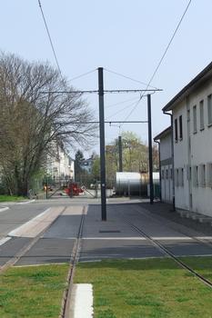 Mülhausen - Übergang von der Ost-West-Linie des TramTrain auf das SNCF-Schienennetzwerk