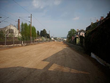 Mulhouse: Construction du Tram-Train Mulhouse-Thann. Travaux entre les quartiers Daguerre et Dornach