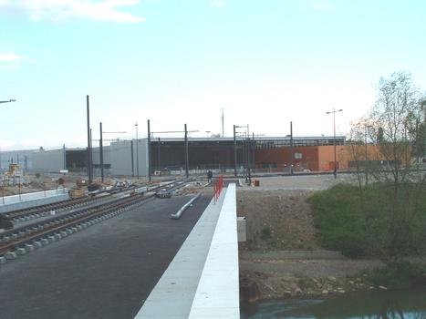 Mulhouse: Construction du dépot du tramway à la Mertzau en mai 2005