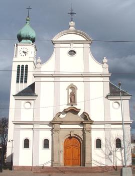 Mulhouse: Eglise catholique Saint Antoine. Hauteur du clocher 46 m et 49 m à la cime de la croix. Construction terminée en 1909