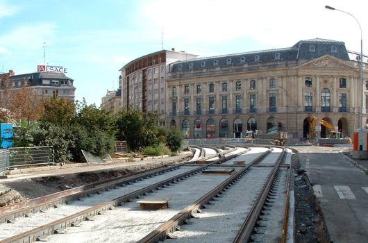 Mulhouse: Construction du tramway, «Porte Jeune» en octobre 2004