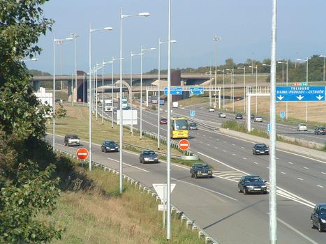Autobahnkreuz A35/A36 bei Sausheim in Frankreich