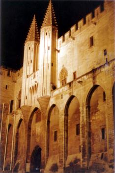Square in front of the Papal Palace in Avignon during a light and sound show