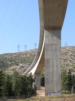 Eisenbahnbrücke über den Leoforos Athinon, Athen-Chaidari, Griechenland