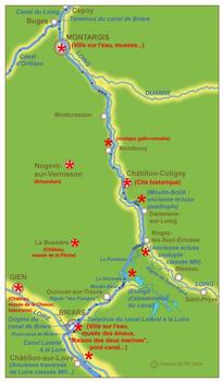 Karte des heutigen Briare-Kanals