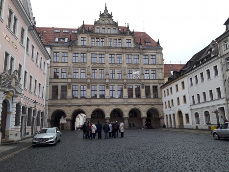 Rathaus Görlitz : Anbau des Neuen Rathauses, Ansicht vom Untermarkt, von Osten