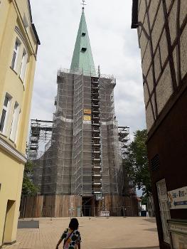 Evangelische Stadtkirche Unna:Ansicht von Osten mit Gerüst