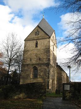Evangelische Kirche St. Peter, Syburg; Kirchturm von Westen