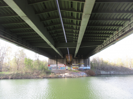 Rhein-Herne-Kanal-Brücke A 43:Blick in Richtung Norden über den Rhein-Herne-Kanal