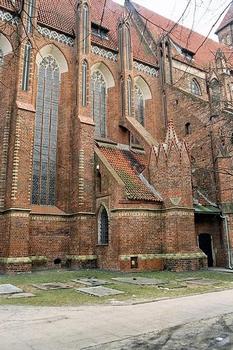 St. Jacob church in Torun, northern elevation of presbitery with sacristy and flying butress