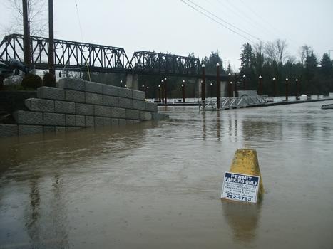 Portland & Western Railroad Bridge - Willamette River during flood