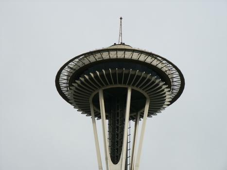 Seattle Space Needle observation deck over revolving restaurant