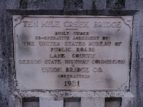 Ten Mile Creek Bridge Plaque