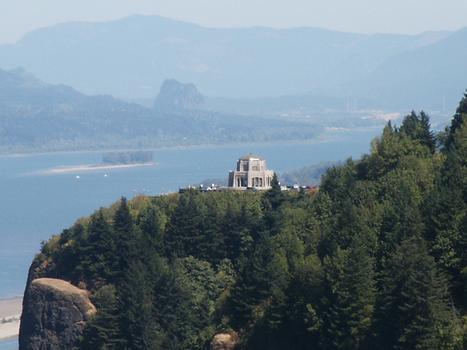 Vista House at Crown Point, Beacon Rock in background