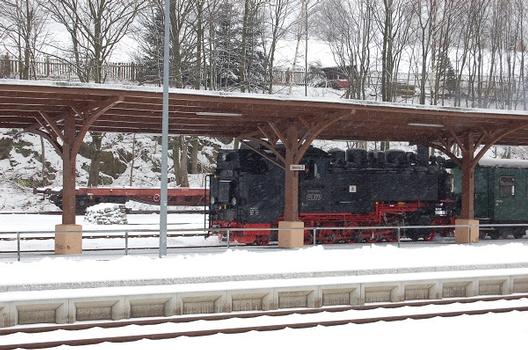 Bahnhof der Fichtelbergbahn, Cranzahl, Landkreis Annaberg, Sachsen