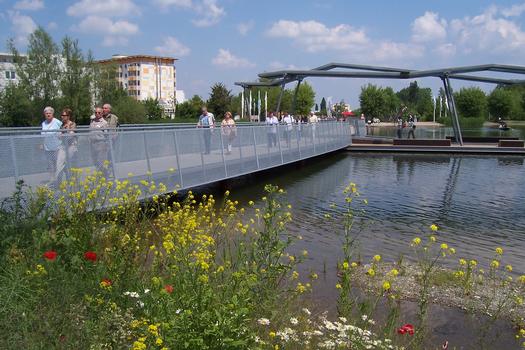 Footbridge on the lake walk of the Saxony-Anhalt 2006 garden exhibit at Wernigerode