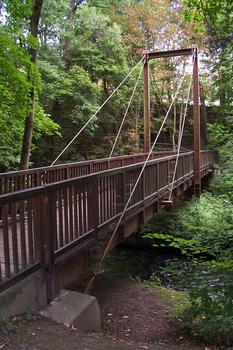 Schrägseil- Holzbrücke für Fußgänger im Luisenpark in Erfurt
