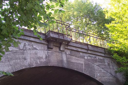 Railroad bridge across a road near the municipal park of Mühlhausen, Thuringia