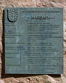 Commemorative plaque at Marbach Dam