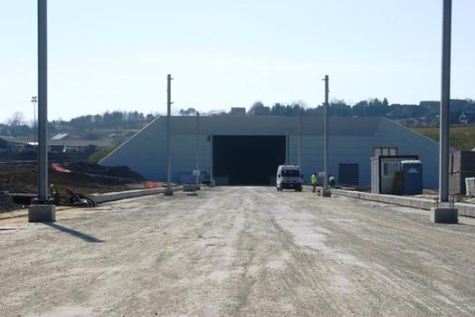 Le chantier de la tranchée couverte de l'entrée Est du Tunnel de Soumagne en date du 23 mars 2006