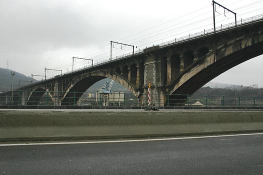 Le Pont de Renory vu d'en aval rive gauche de la Meuse