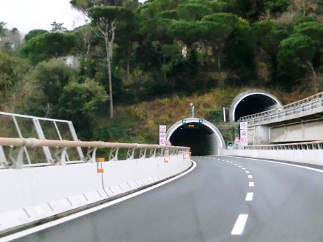 A10 Madonna delle Grazie Tunnels:A10 Madonna delle Grazie I Tunnel (on the left) and A26 Madonna delle Grazie II Tunnel eastern portals