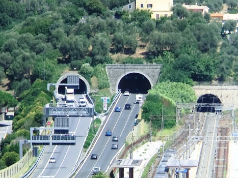 form left, Siri Tunnel, Rossello M.G. Tunnel and Capo Tunnel western portals