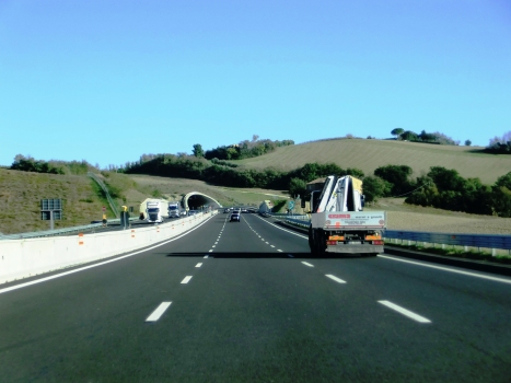 Three lanes widened Montedomini Tunnel northern portals