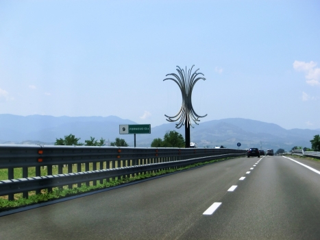 A 15 Motorway (Italy) monument at km 9