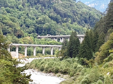Fella VI Viaduct and Pietratagliata Tunnel southern portals : Below the Pietratagliata Viaduct can be seen