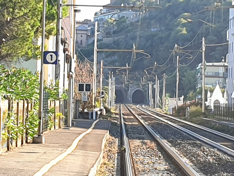 Borghetto Santo Spirito Station and, on the backyard, Santo Spirito east and west Tunnel northern portals