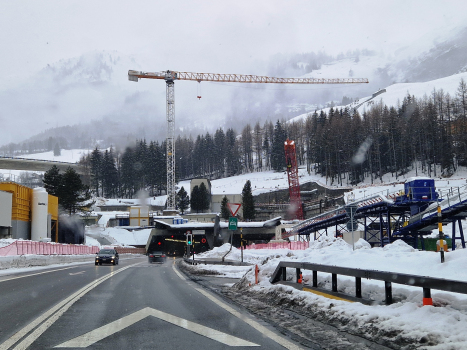 Gotthard Road Tunnel first (on the left) and second Tube (under construction, on the right)