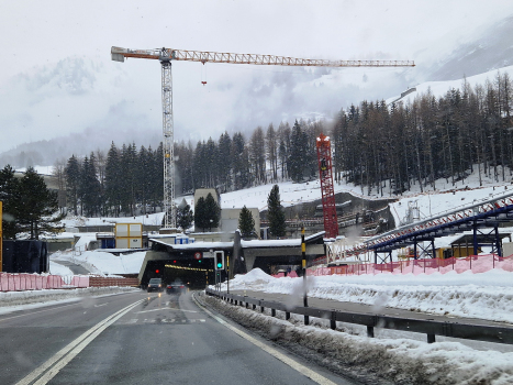 Gotthard Road Tunnel first (on the left) and second Tube (under construction, on the right)