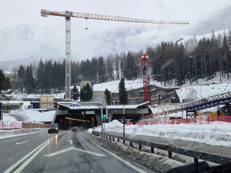 Gotthard Road Tunnel first (on the left) and second Tube (under construction, on the right)