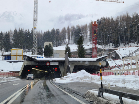 Gotthard Road Tunnel first (on the left) and second Tube (under construction, on the right)