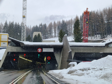 Gotthard Road Tunnel first (on the left) and second Tube (under construction, on the right)