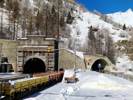 Lotschberg Tunnel (on the left) and Haselleen Tunnel southern portals