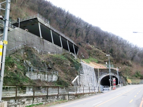 A2 San Nicolao Tunnel (above) and Maroggia Tunnel (on the right) northern portals