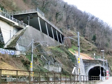 A2 San Nicolao Tunnel (above) and Maroggia Tunnel (on the right) northern portals