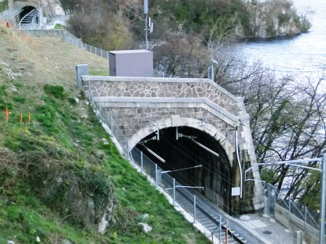 San Martino Tunnel and, in the back, Paradiso Tunnel, southern portals
