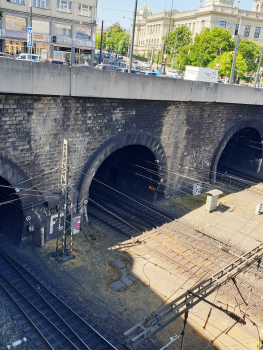 (from left to right) Vinohradský II Tunnel and Vinohradský I Tunnel northern portals